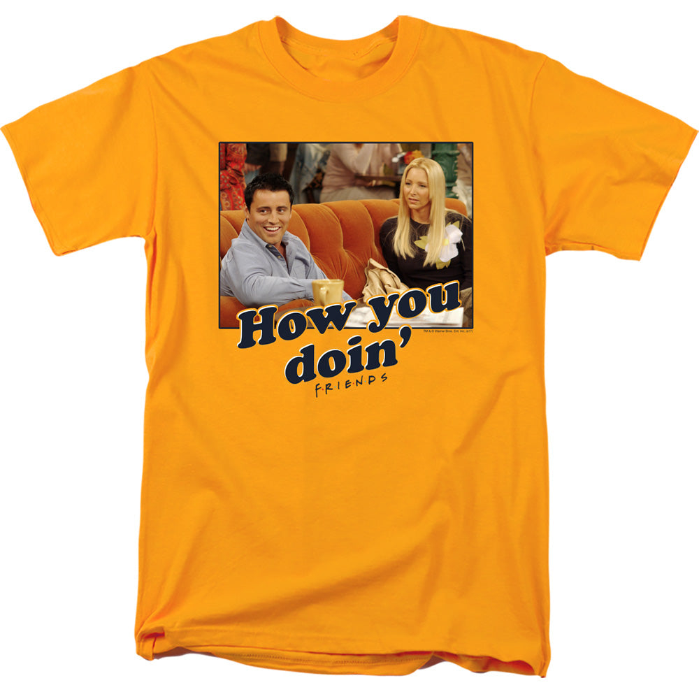 AN OFFCIALLY LICENSED FRIENDS HOW YOU DOIN MEN'S REGULAR FIT T-SHIRT GOLD