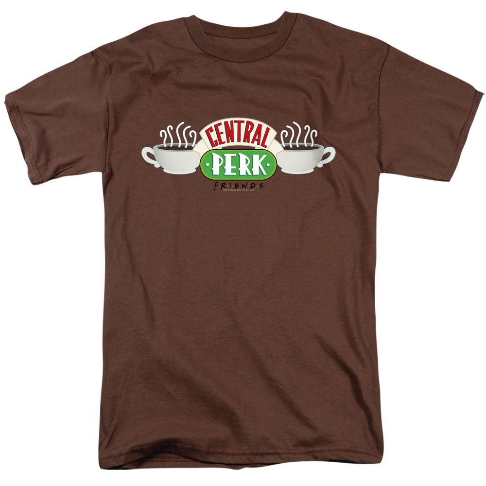 AN OFFCIALLY LICENSED FRIENDS CENTRAL PERK LOGO MEN'S REGULAR FIT T-SHIRT COFFEE