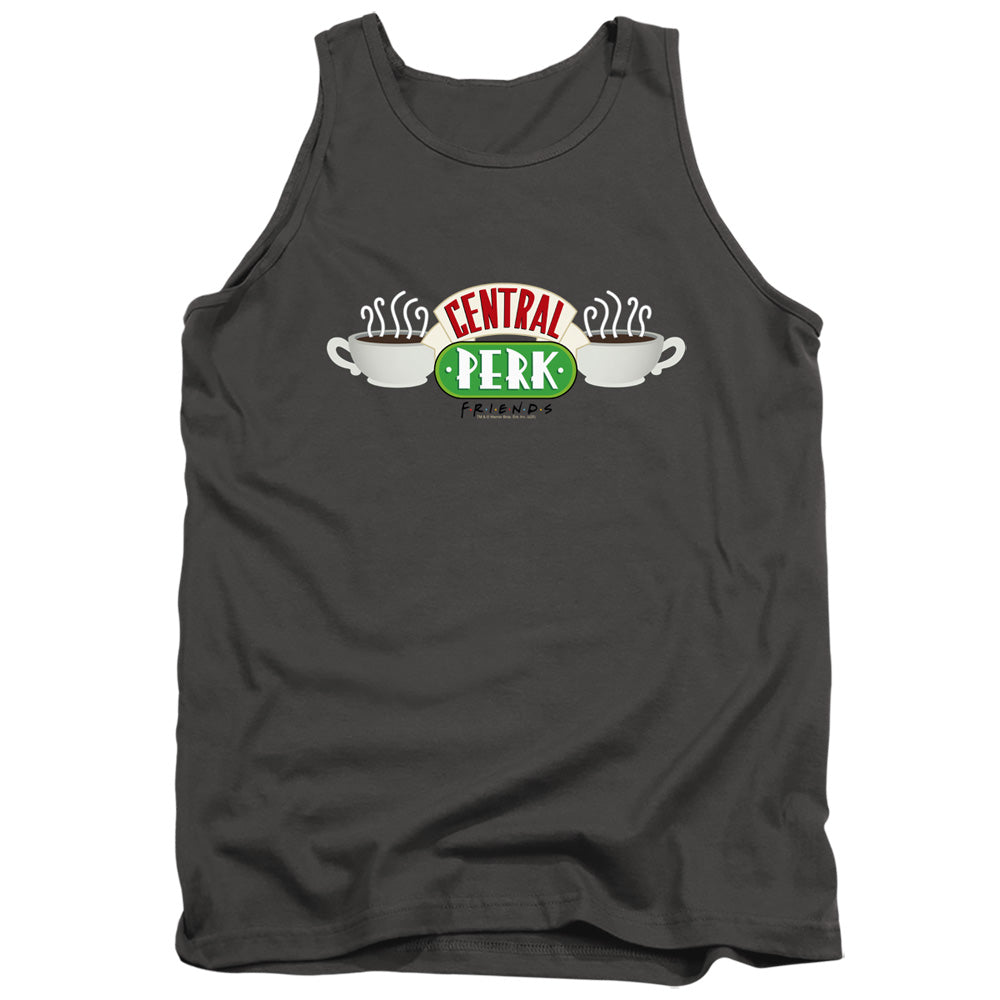 AN OFFCIALLY LICENSED FRIENDS CENTRAL PERK LOGO ADULT UNISEX TANK TOP CHARCOAL