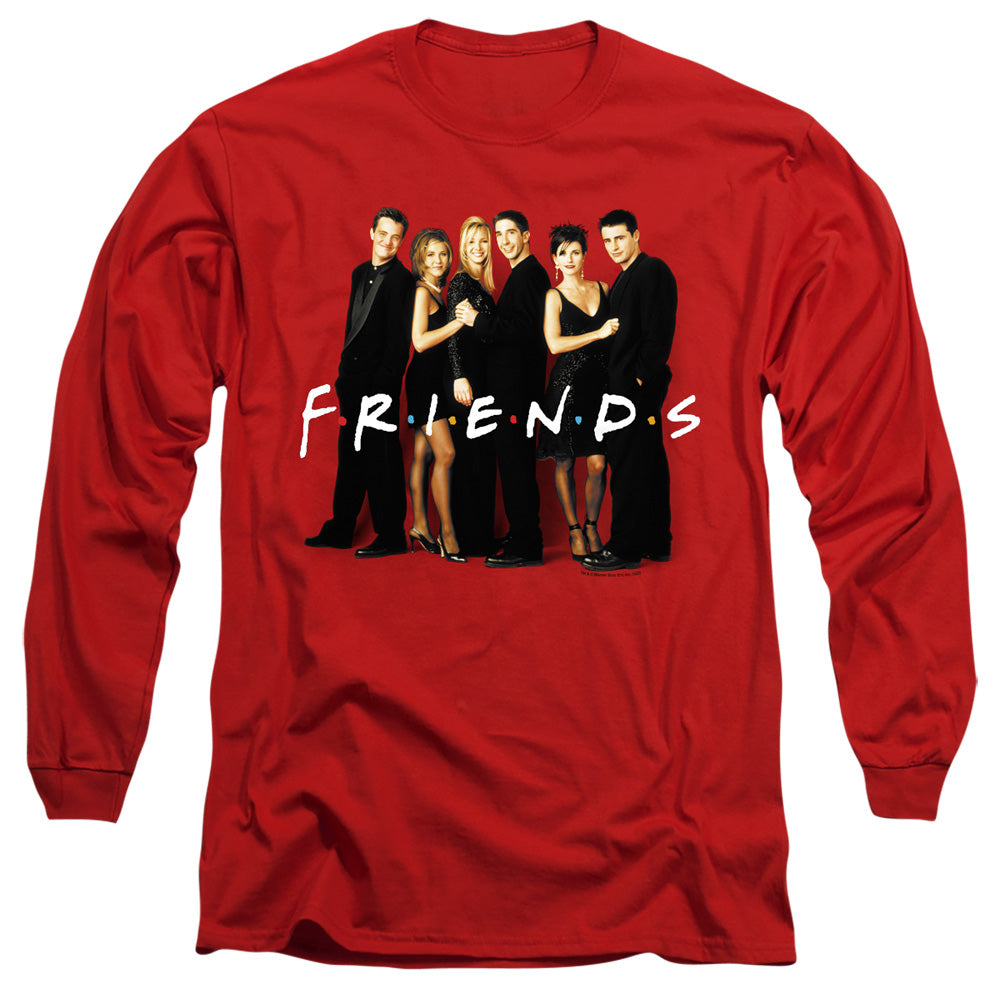 AN OFFCIALLY LICENSED FRIENDS CAST IN BLACK MEN'S LONG SLEEVE T-SHIRT RED