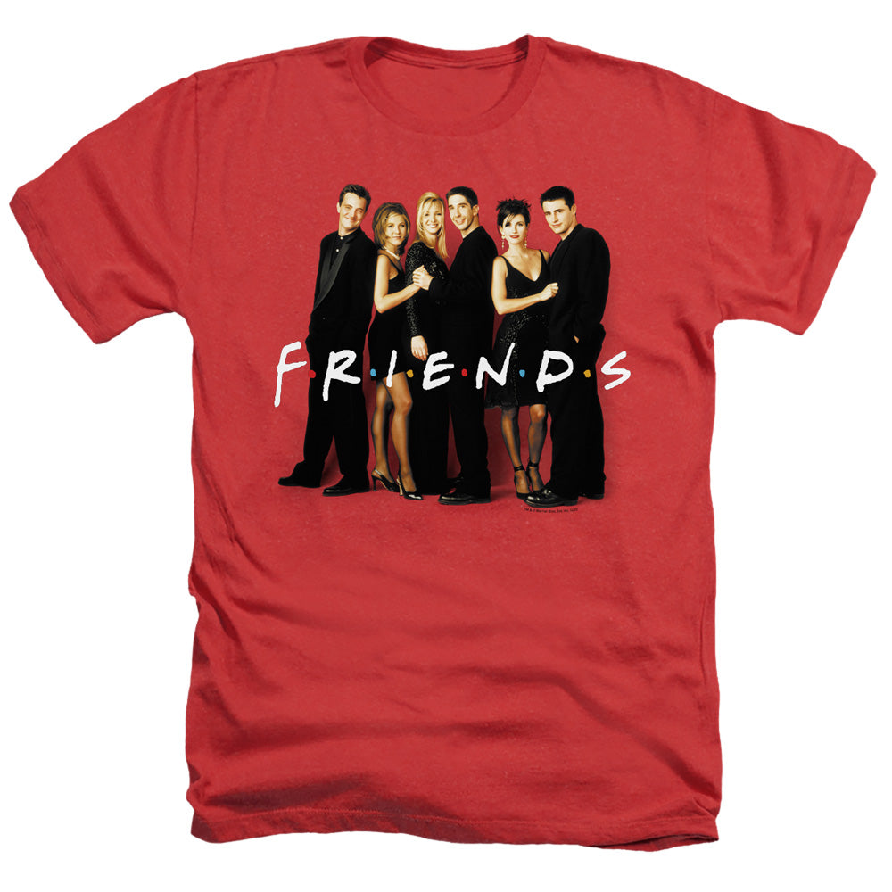 AN OFFCIALLY LICENSED FRIENDS CAST IN BLACK MEN'S HEATHER T-SHIRT RED