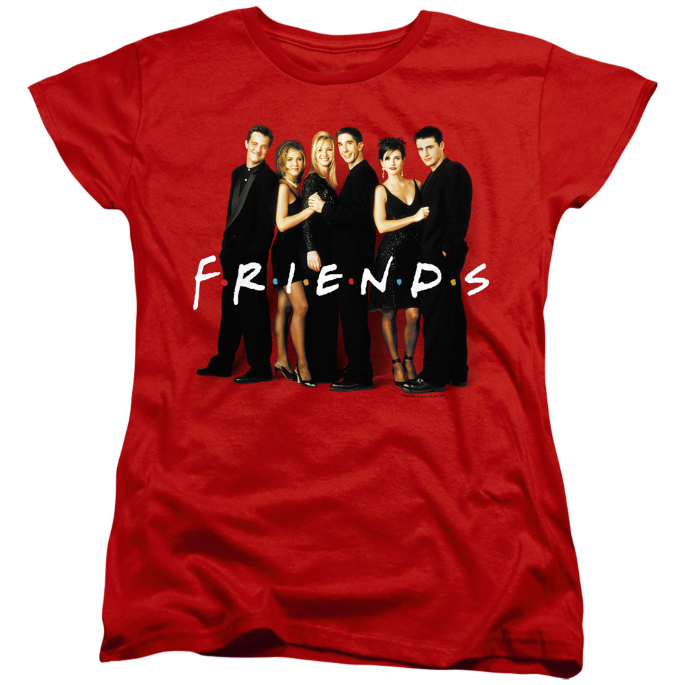 AN OFFCIALLY LICENSED FRIENDS CAST IN BLACK WOMEN'S REGULAR FIT T-SHIRT RED