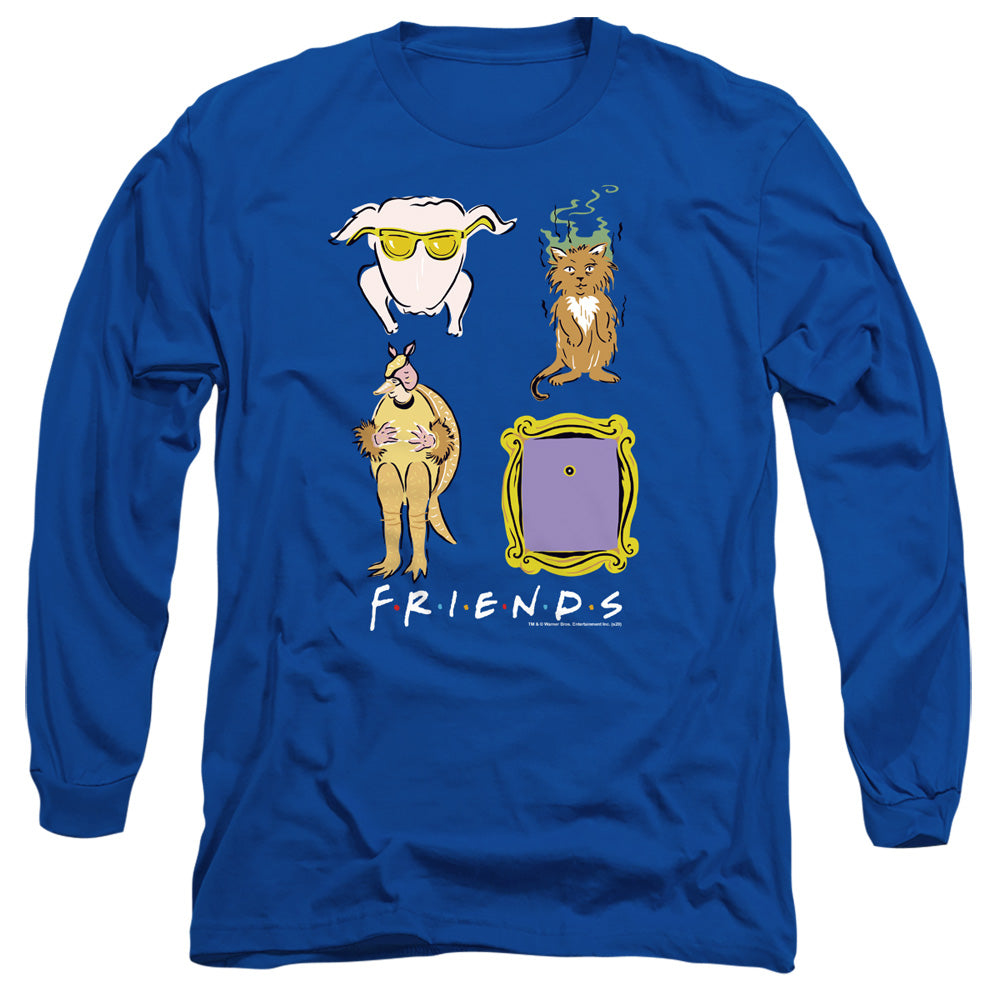 AN OFFCIALLY LICENSED FRIENDS SYBMOLS MEN'S LONG SLEEVE T-SHIRT ROYAL