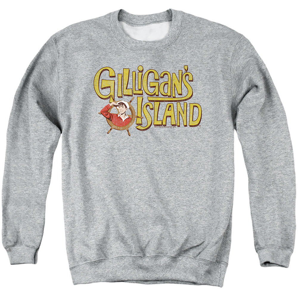 AN OFFCIALLY LICENSED GILLIGANS ISLAND GILLIGANS LOGO ADULT UNISEX CREWNECK SWEATSHIRT ATHLETIC HEATHER