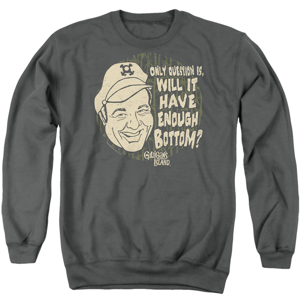 AN OFFCIALLY LICENSED GILLIGANS ISLAND ENOUGH BOTTOM ADULT UNISEX CREWNECK SWEATSHIRT CHARCOAL
