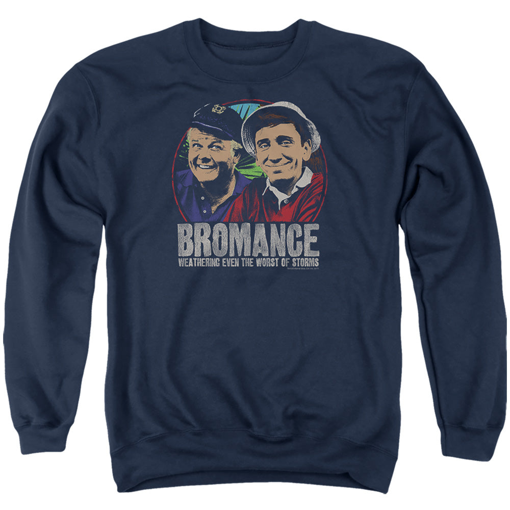 AN OFFCIALLY LICENSED GILLIGANS ISLAND STORMY BROMANCE ADULT UNISEX CREWNECK SWEATSHIRT NAVY