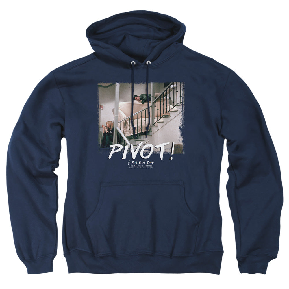 AN OFFCIALLY LICENSED FRIENDS PIVOT ADULT UNISEX PULLOVER HOODIE NAVY