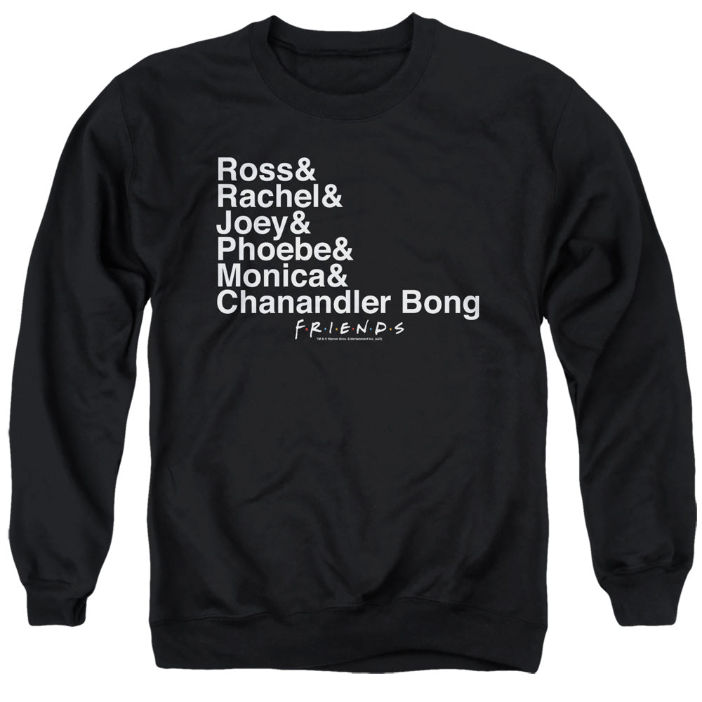 AN OFFCIALLY LICENSED FRIENDS CHANANDLER BONG ADULT UNISEX CREWNECK SWEATSHIRT BLACK