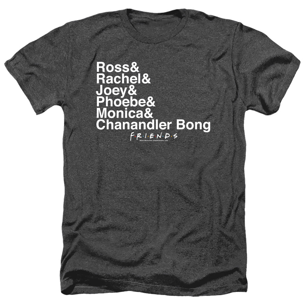 AN OFFCIALLY LICENSED FRIENDS CHANANDLER BONG MEN'S HEATHER T-SHIRT CHARCOAL