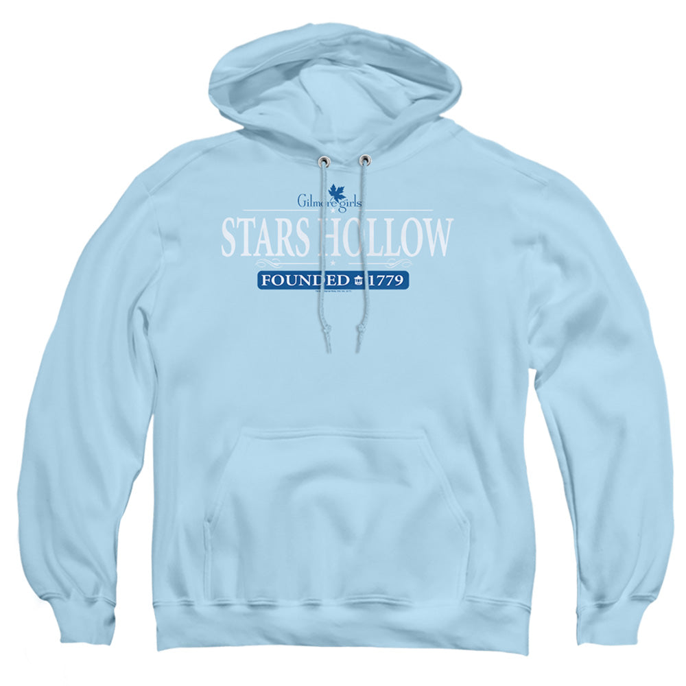 AN OFFCIALLY LICENSED GILMORE GIRLS STARS HOLLOW ADULT UNISEX PULLOVER HOODIE LIGHT BLUE