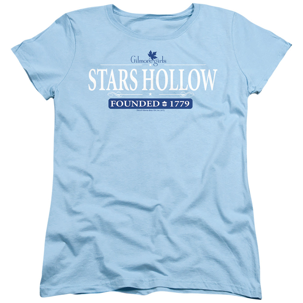 AN OFFCIALLY LICENSED GILMORE GIRLS STARS HOLLOW WOMEN'S REGULAR FIT T-SHIRT LIGHT BLUE