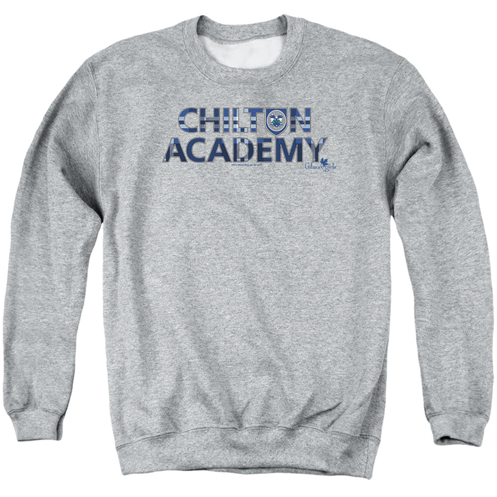 AN OFFCIALLY LICENSED GILMORE GIRLS CHILTON ACADEMY ADULT UNISEX CREWNECK SWEATSHIRT ATHLETIC HEATHER