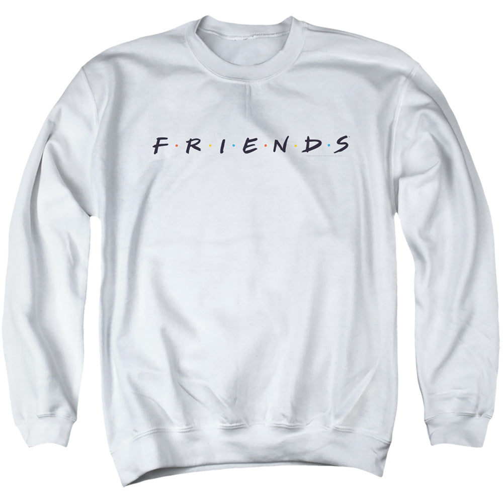 AN OFFCIALLY LICENSED FRIENDS LOGO ADULT UNISEX CREWNECK SWEATSHIRT WHITE