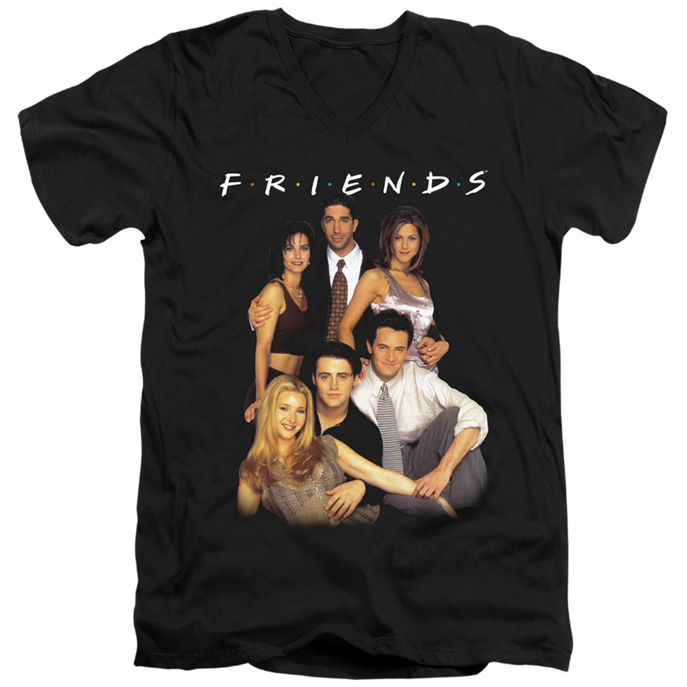 AN OFFCIALLY LICENSED FRIENDS STAND TOGETHER MEN'S V-NECK T-SHIRT BLACK