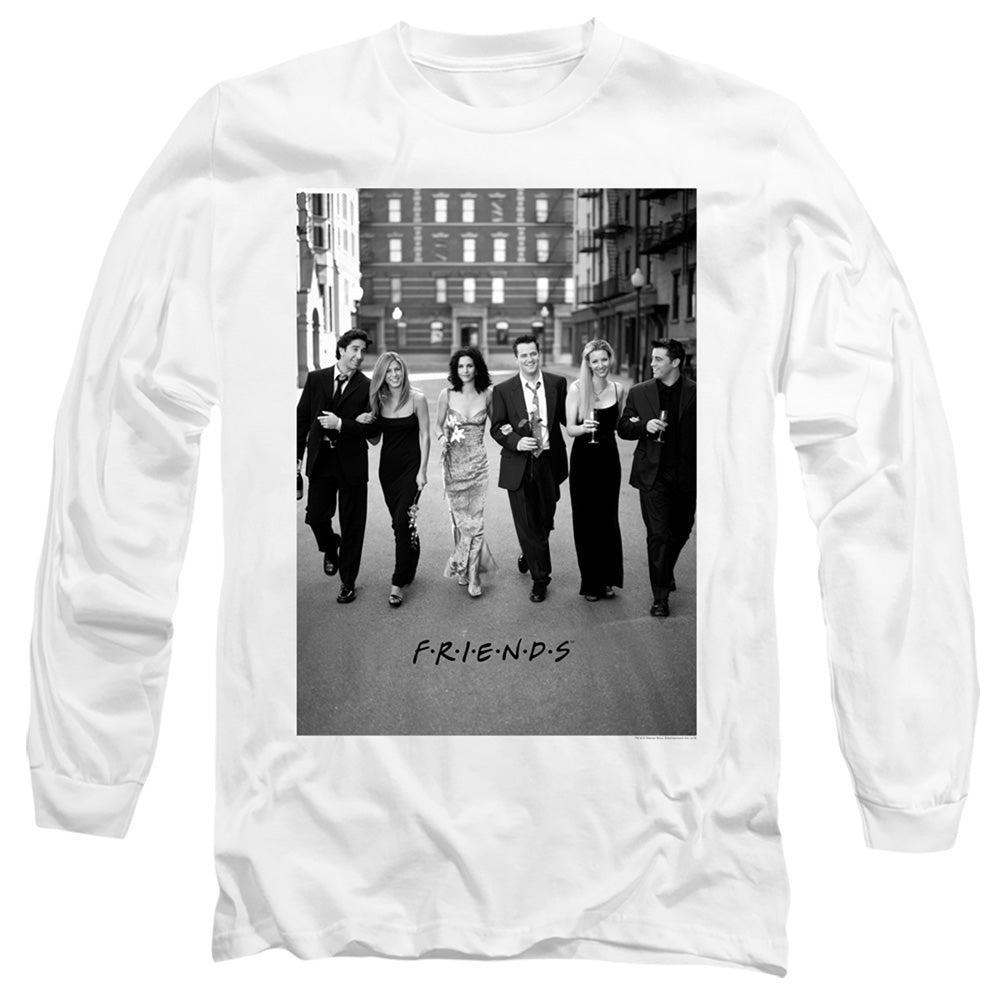 AN OFFCIALLY LICENSED FRIENDS WALK THE STREETS MEN'S LONG SLEEVE T-SHIRT WHITE