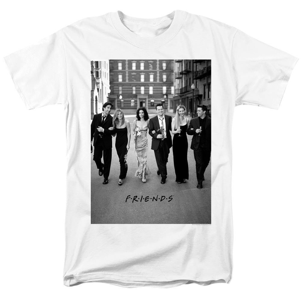 AN OFFCIALLY LICENSED FRIENDS WALK THE STREETS MEN'S REGULAR FIT T-SHIRT WHITE