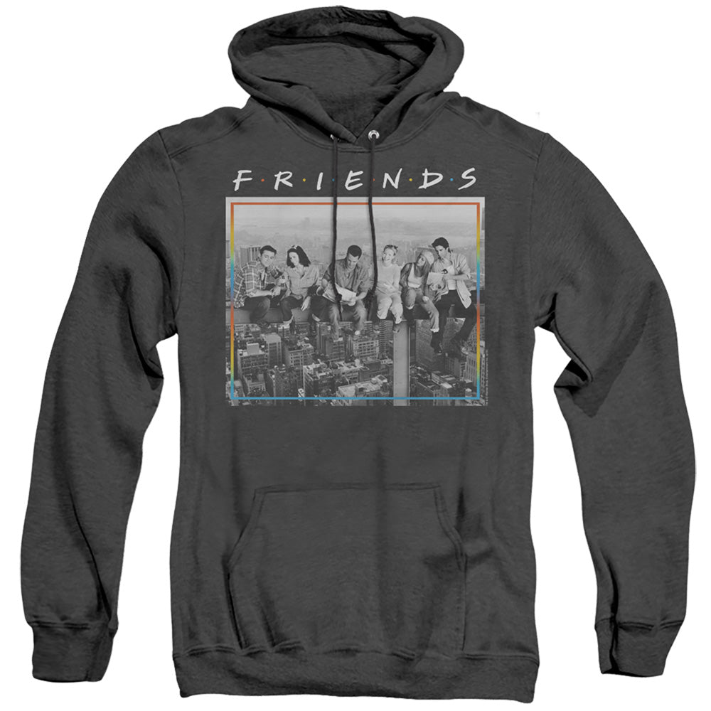AN OFFCIALLY LICENSED FRIENDS LUNCH BREAK ADULT UNISEX HEATHER PULLOVER HOODIE BLACK