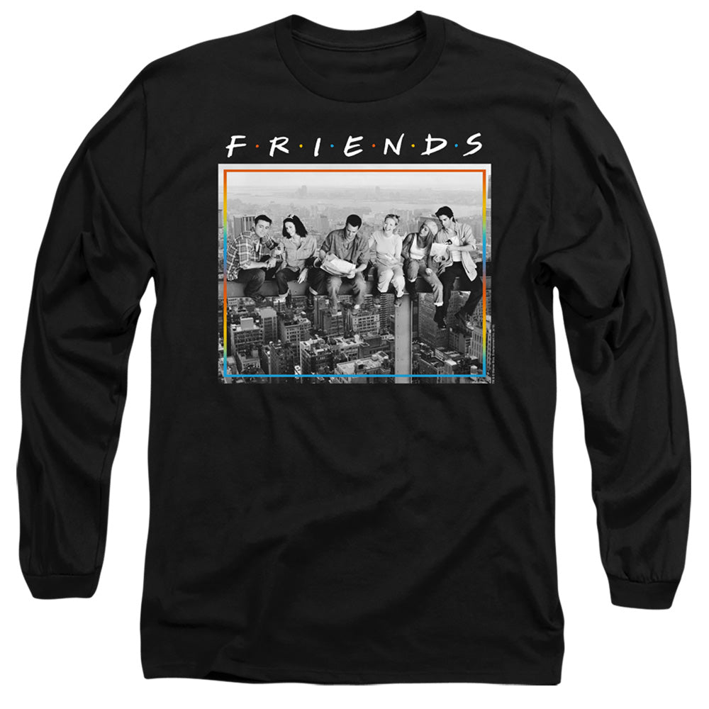AN OFFCIALLY LICENSED FRIENDS LUNCH BREAK MEN'S LONG SLEEVE T-SHIRT BLACK