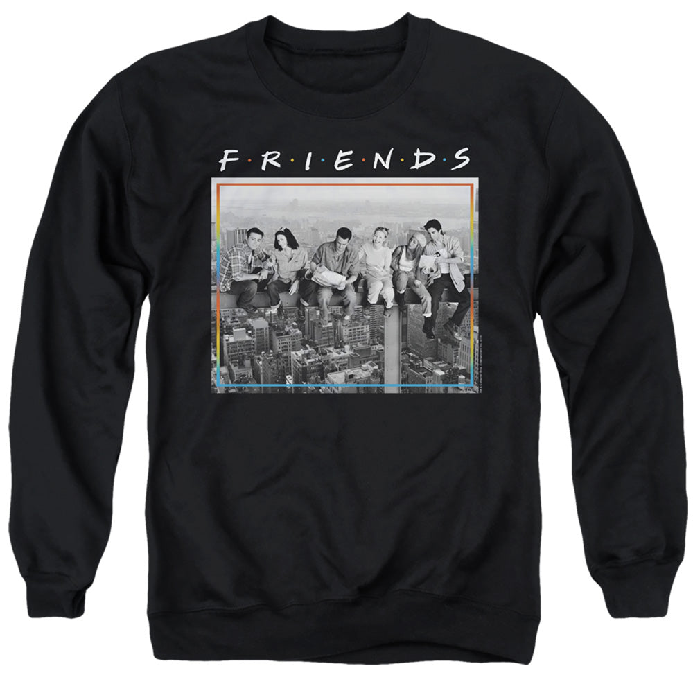 AN OFFCIALLY LICENSED FRIENDS LUNCH BREAK ADULT UNISEX CREWNECK SWEATSHIRT BLACK