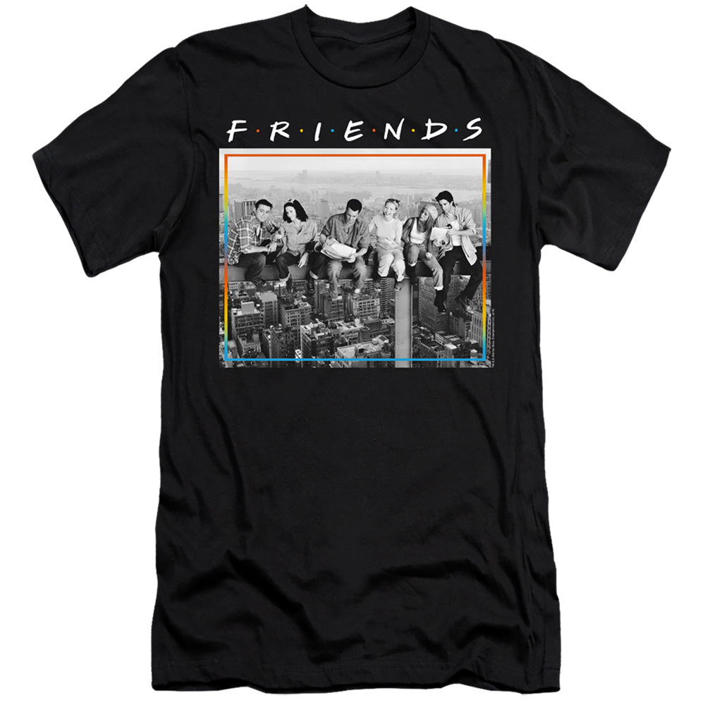 AN OFFCIALLY LICENSED FRIENDS LUNCH BREAK MEN'S PREMIUM SLIM FIT T-SHIRT BLACK