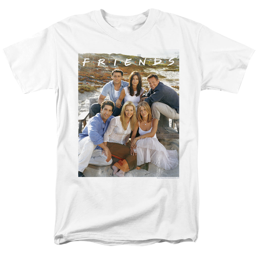 AN OFFCIALLY LICENSED FRIENDS LIFES A BEACH MEN'S REGULAR FIT T-SHIRT WHITE