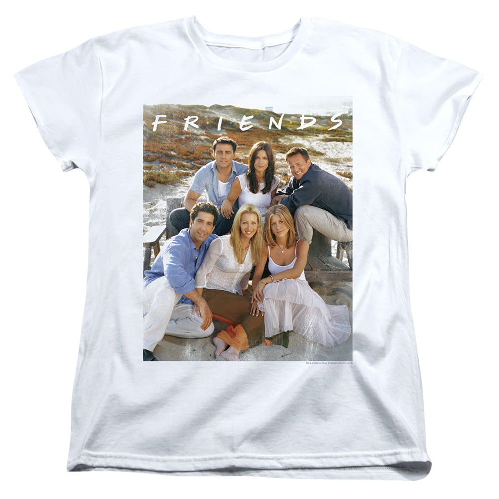 AN OFFCIALLY LICENSED FRIENDS LIFES A BEACH WOMEN'S REGULAR FIT T-SHIRT WHITE