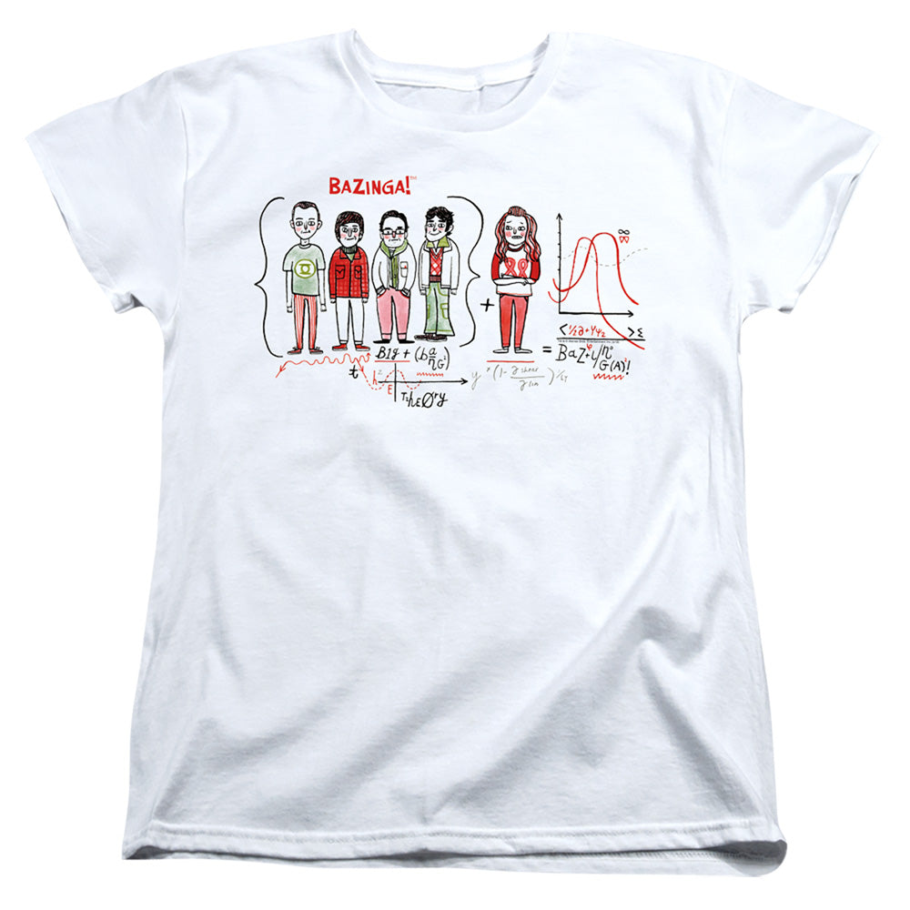 AN OFFCIALLY LICENSED BIG BANG THEORY BAZINGA EQUATION WOMEN'S REGULAR FIT T-SHIRT WHITE