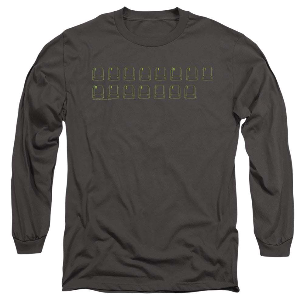 AN OFFCIALLY LICENSED BIG BANG THEORY INTRANET MACHINE MEN'S LONG SLEEVE T-SHIRT CHARCOAL