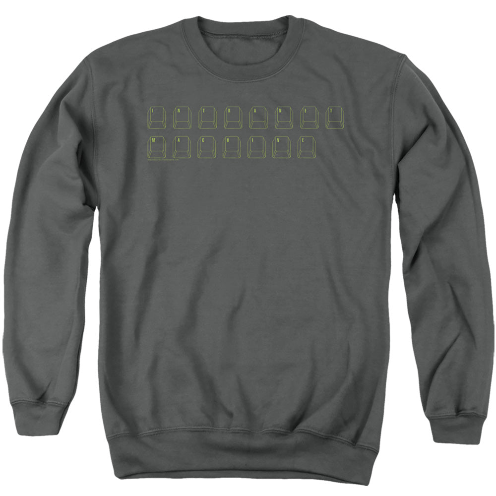 AN OFFCIALLY LICENSED BIG BANG THEORY INTRANET MACHINE ADULT UNISEX CREWNECK SWEATSHIRT CHARCOAL