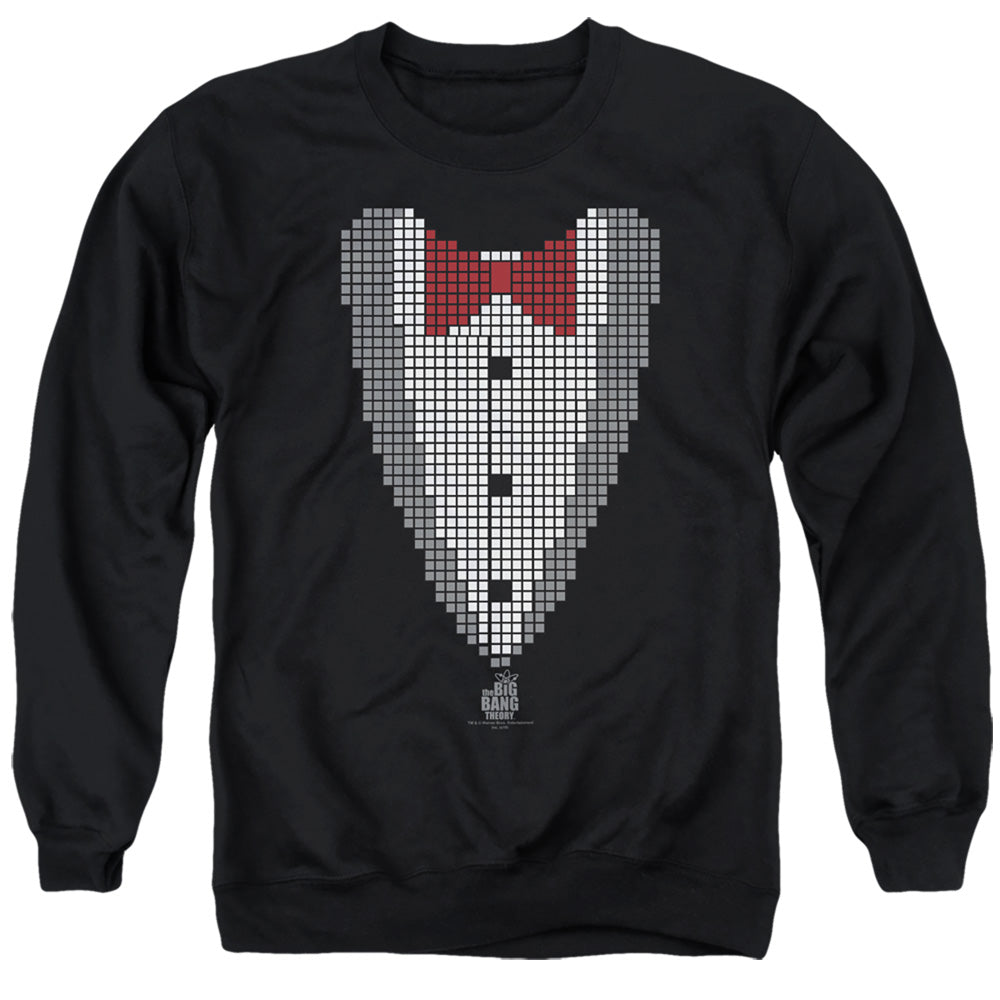 AN OFFCIALLY LICENSED BIG BANG THEORY PIXELATED TUX ADULT UNISEX CREWNECK SWEATSHIRT BLACK