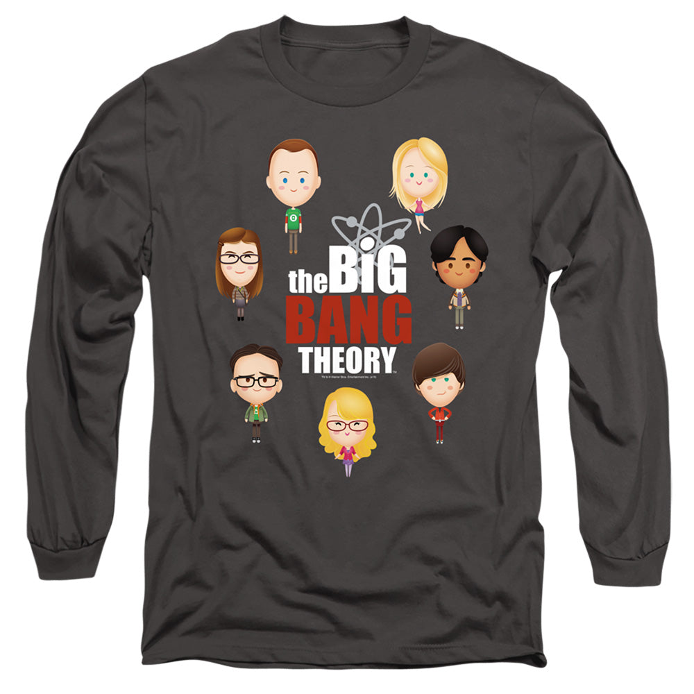 AN OFFCIALLY LICENSED BIG BANG THEORY EMOJIS MEN'S LONG SLEEVE T-SHIRT CHARCOAL