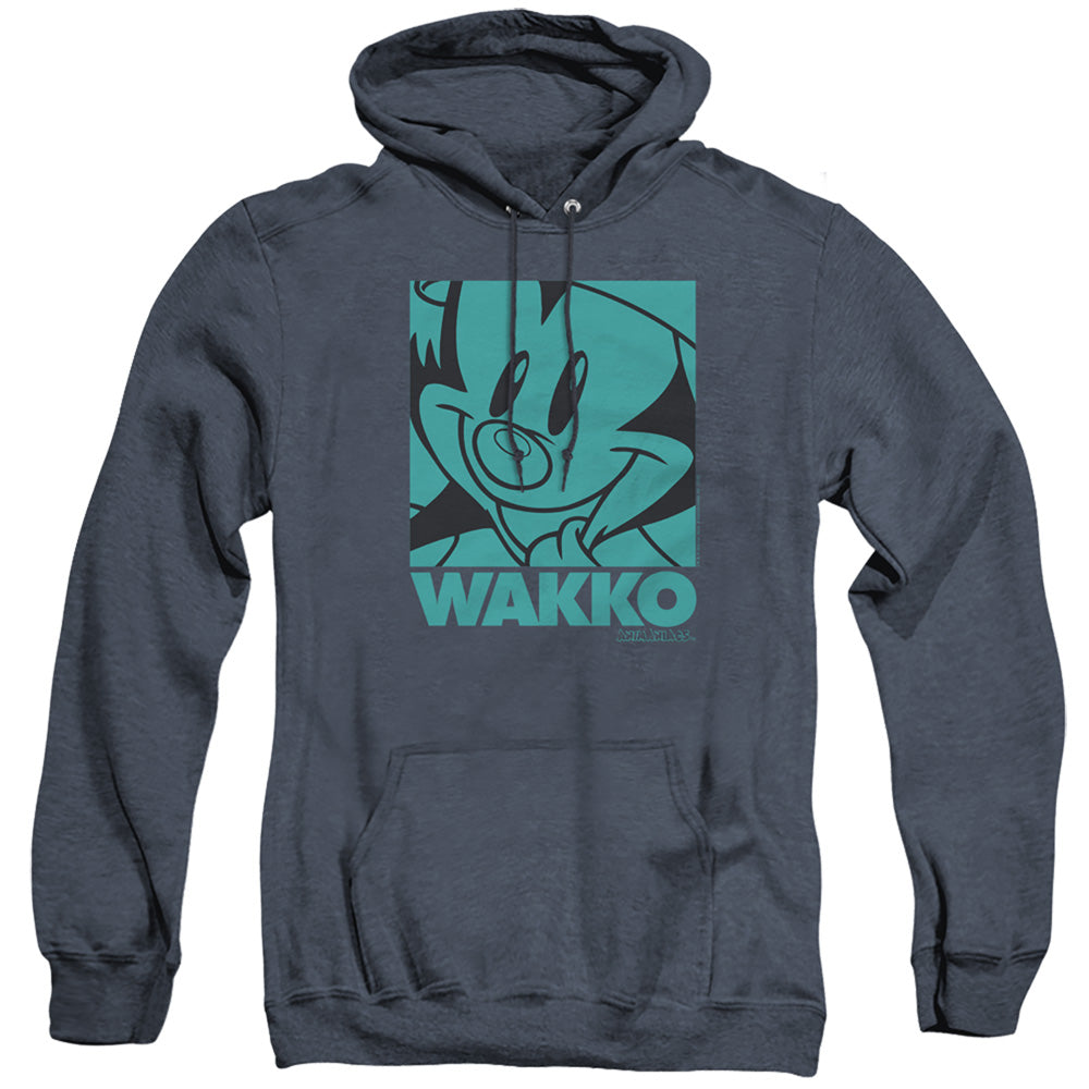 AN OFFCIALLY LICENSED ANIMANIACS POP WAKKO ADULT UNISEX HEATHER PULLOVER HOODIE NAVY