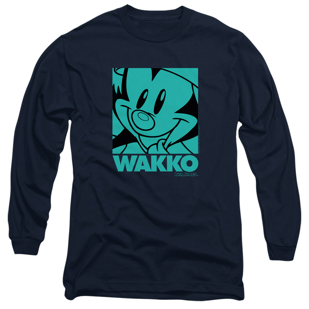AN OFFCIALLY LICENSED ANIMANIACS POP WAKKO MEN'S LONG SLEEVE T-SHIRT NAVY