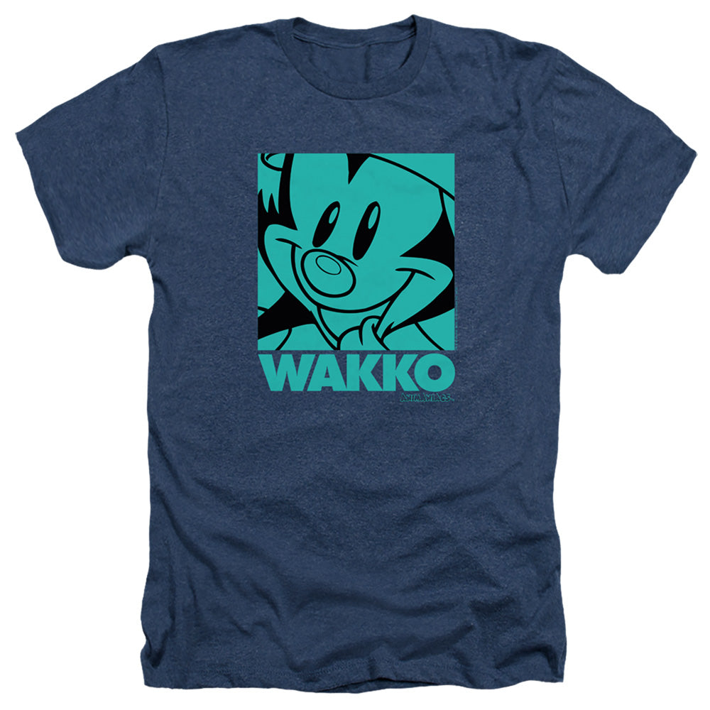 AN OFFCIALLY LICENSED ANIMANIACS POP WAKKO MEN'S HEATHER T-SHIRT NAVY