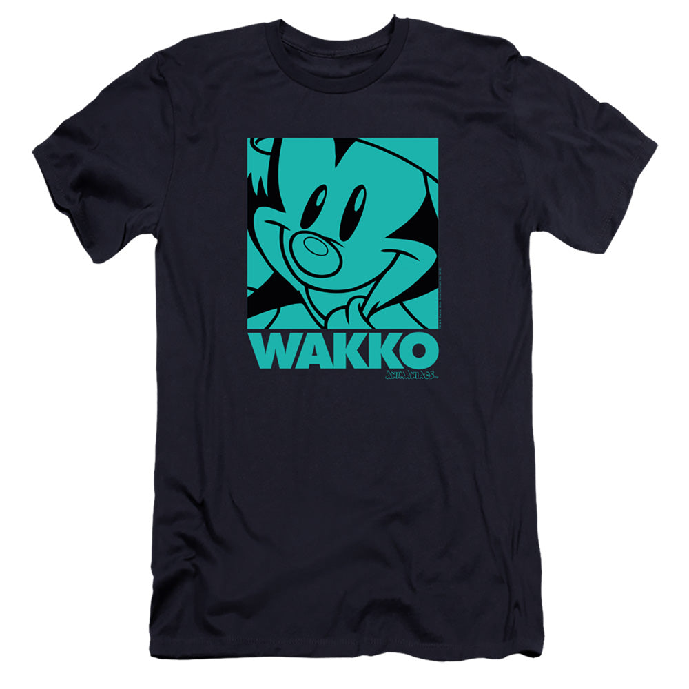 AN OFFCIALLY LICENSED ANIMANIACS POP WAKKO MEN'S PREMIUM SLIM FIT T-SHIRT NAVY