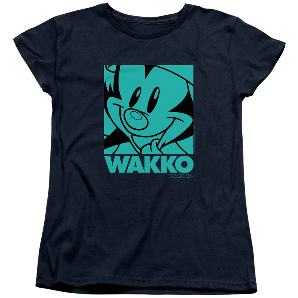 AN OFFCIALLY LICENSED ANIMANIACS POP WAKKO WOMEN'S REGULAR FIT T-SHIRT NAVY