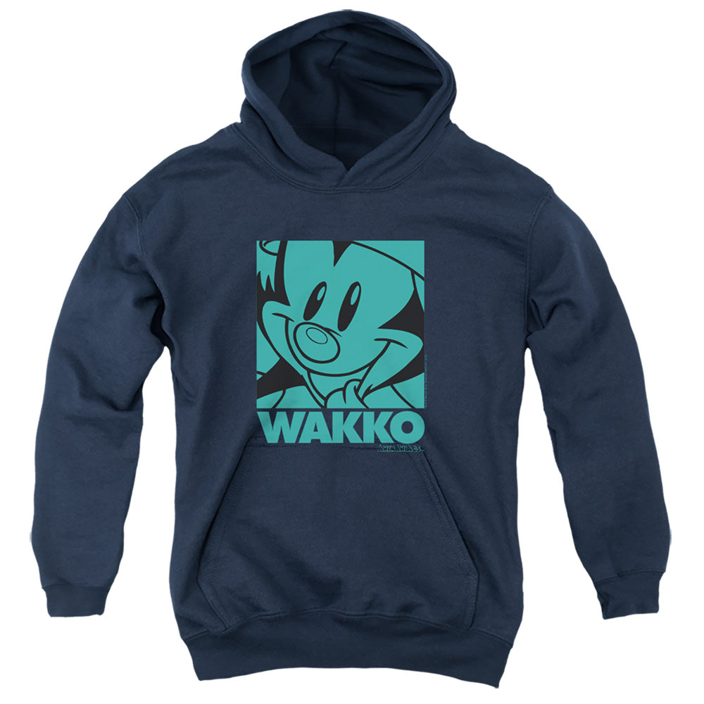 AN OFFCIALLY LICENSED ANIMANIACS POP WAKKO YOUTH HOODIE NAVY
