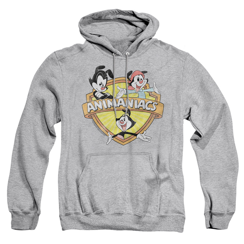 AN OFFCIALLY LICENSED ANIMANIACS SHIELDED ANIMANIACS ADULT UNISEX PULLOVER HOODIE ATHLETIC HEATHER