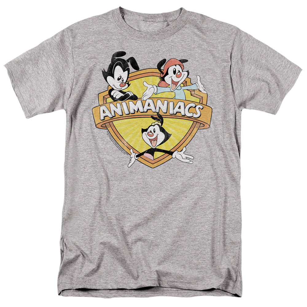 AN OFFCIALLY LICENSED ANIMANIACS SHIELDED ANIMANIACS MEN'S REGULAR FIT T-SHIRT ATHLETIC HEATHER