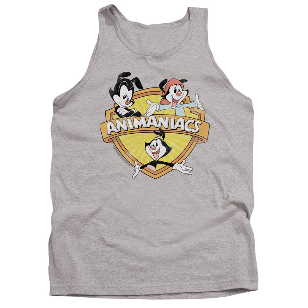 AN OFFCIALLY LICENSED ANIMANIACS SHIELDED ANIMANIACS ADULT UNISEX TANK TOP ATHLETIC HEATHER