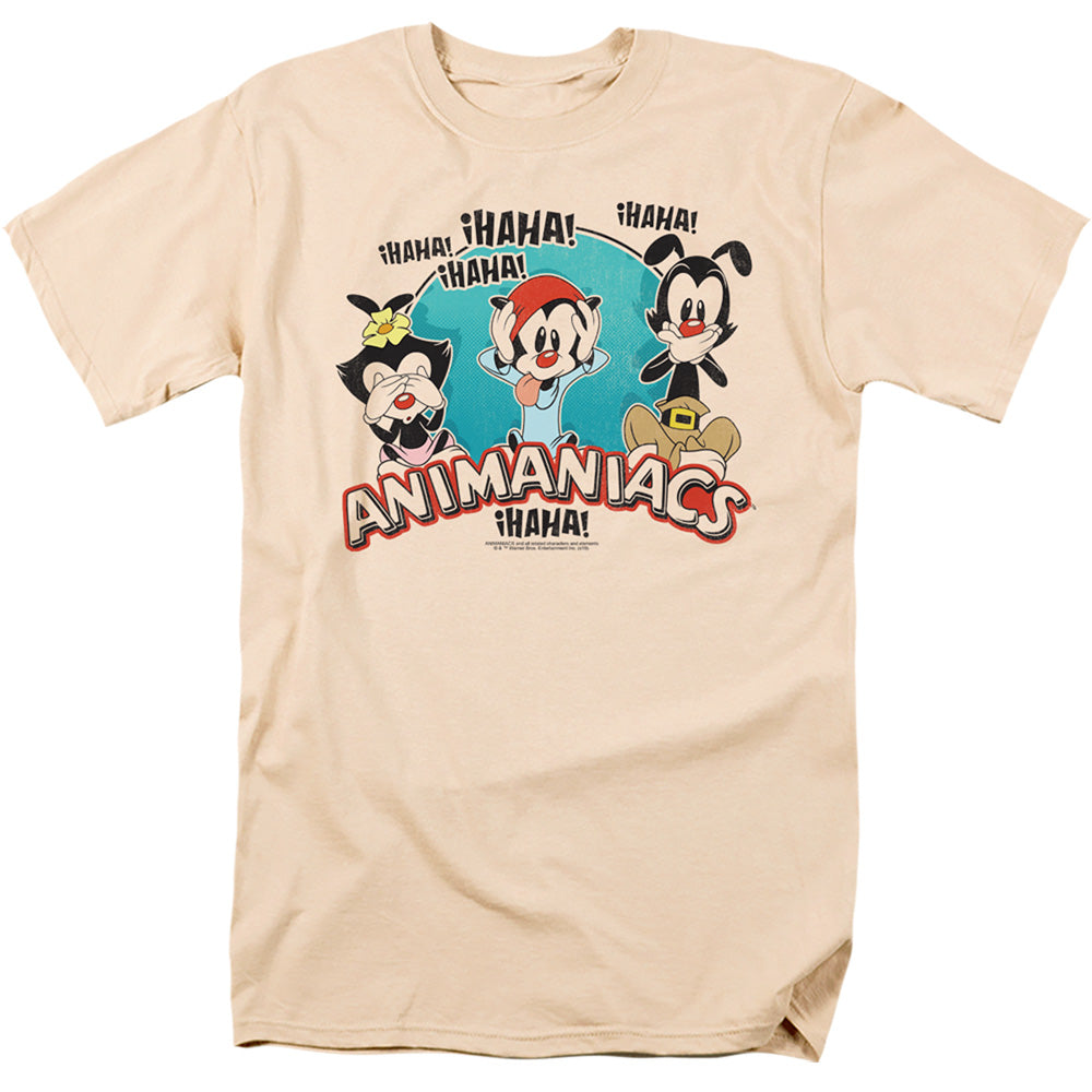 AN OFFCIALLY LICENSED ANIMANIACS NO EVIL MEN'S REGULAR FIT T-SHIRT CREAM