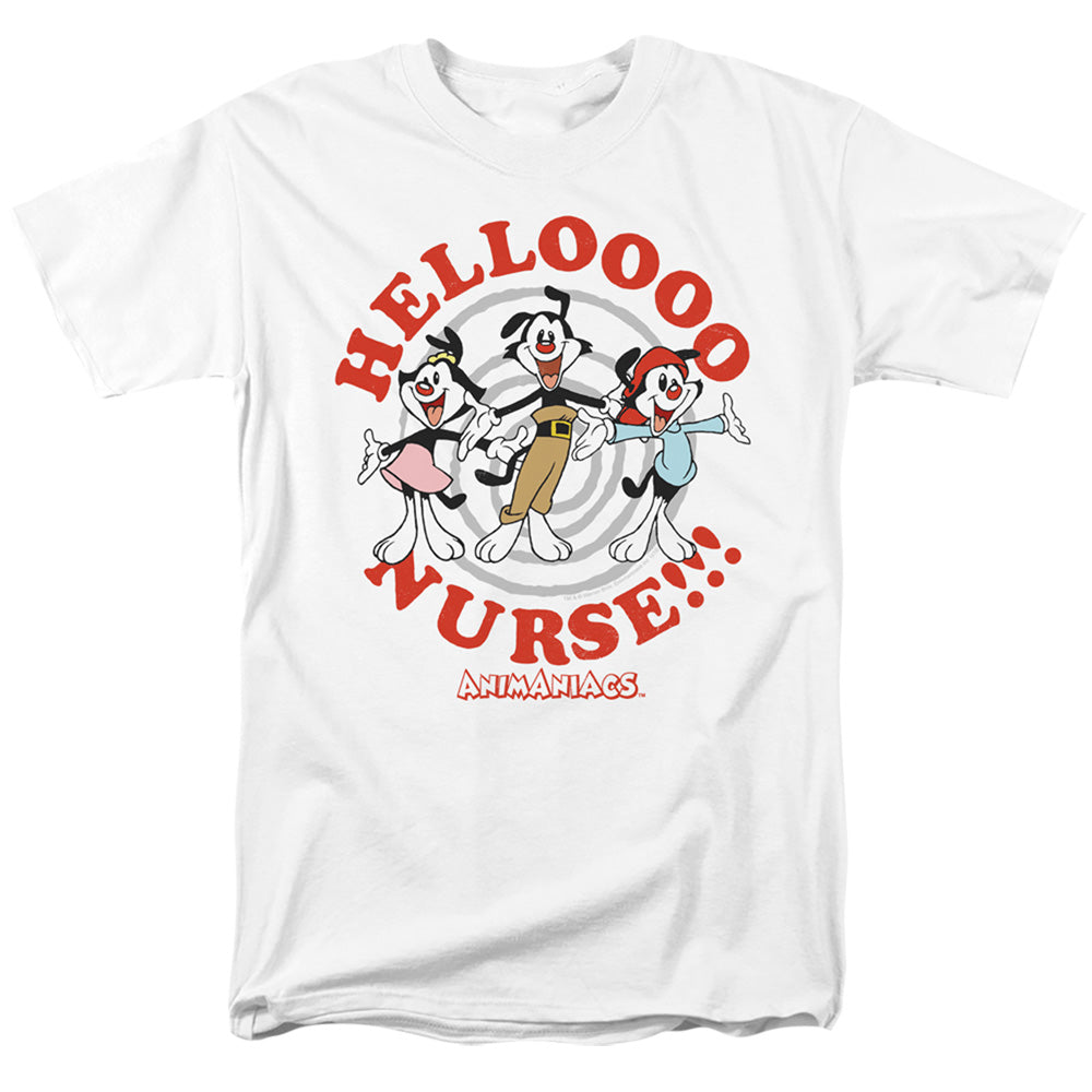 AN OFFCIALLY LICENSED ANIMANIACS HELLO NURSE MEN'S REGULAR FIT T-SHIRT WHITE