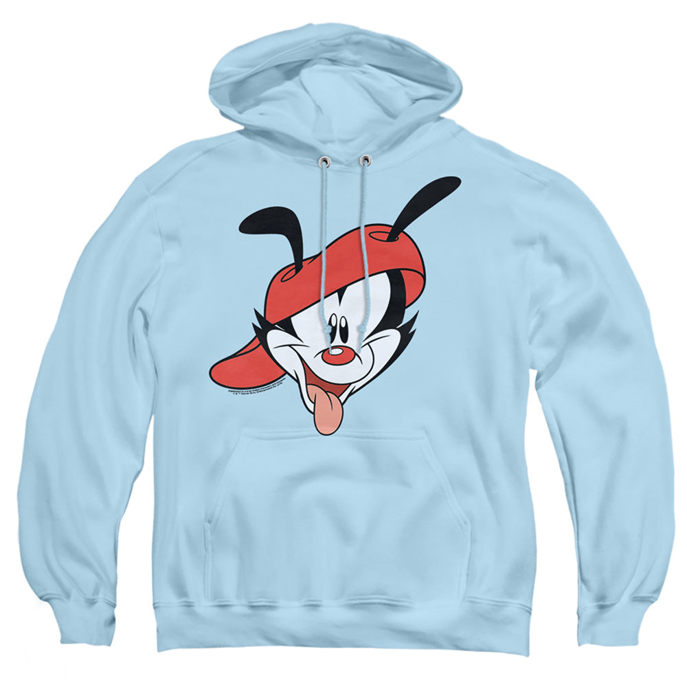 AN OFFCIALLY LICENSED ANIMANIACS WAKKO HEAD ADULT UNISEX PULLOVER HOODIE LIGHT BLUE