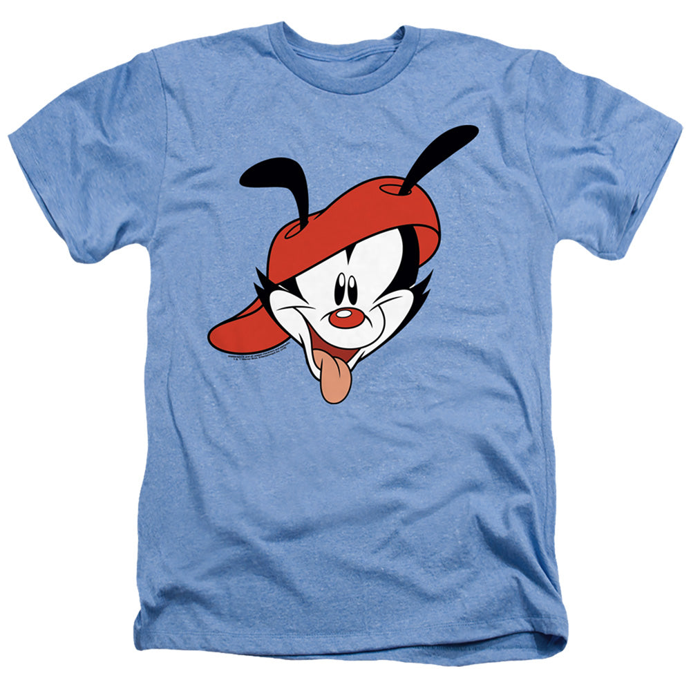 AN OFFCIALLY LICENSED ANIMANIACS WAKKO HEAD MEN'S HEATHER T-SHIRT LIGHT BLUE