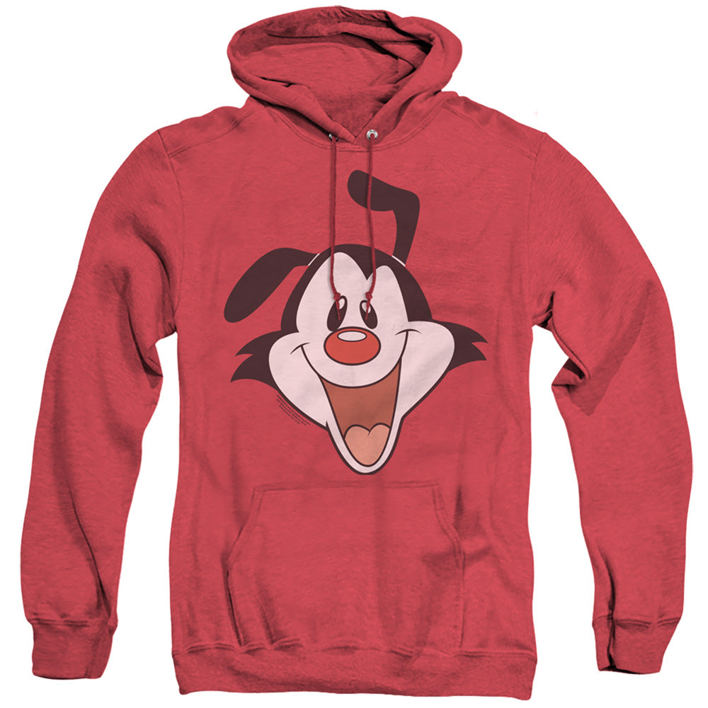 AN OFFCIALLY LICENSED ANIMANIACS YAKKO HEAD ADULT UNISEX HEATHER PULLOVER HOODIE RED