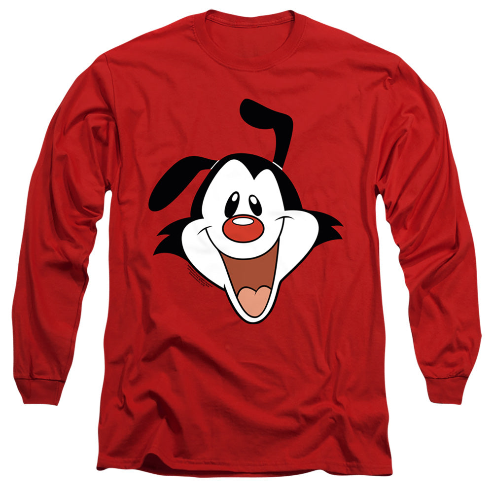 AN OFFCIALLY LICENSED ANIMANIACS YAKKO HEAD MEN'S LONG SLEEVE T-SHIRT RED