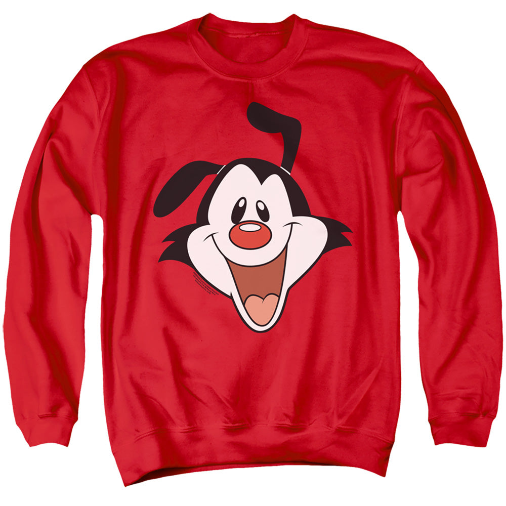 AN OFFCIALLY LICENSED ANIMANIACS YAKKO HEAD ADULT UNISEX CREWNECK SWEATSHIRT RED