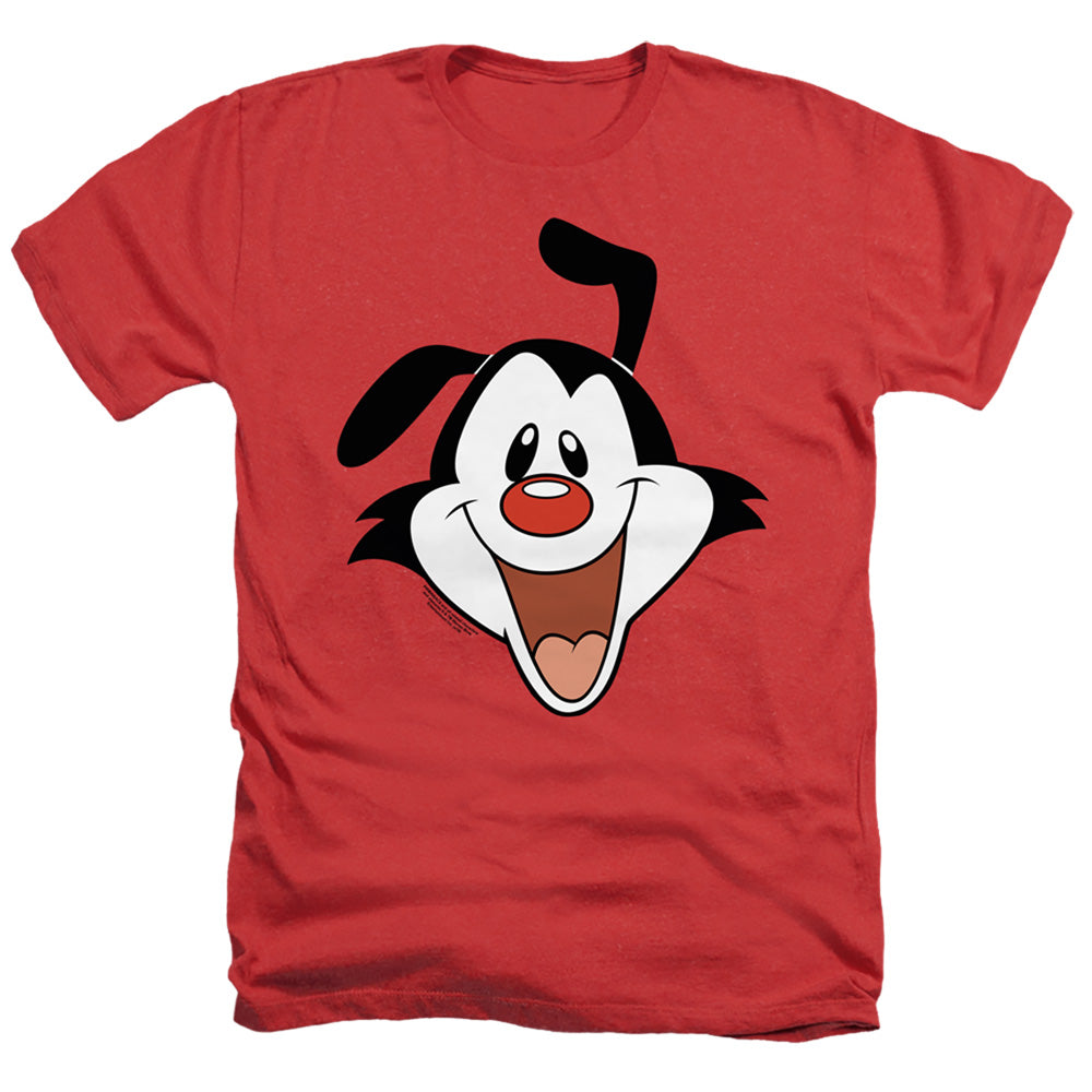 AN OFFCIALLY LICENSED ANIMANIACS YAKKO HEAD MEN'S HEATHER T-SHIRT RED