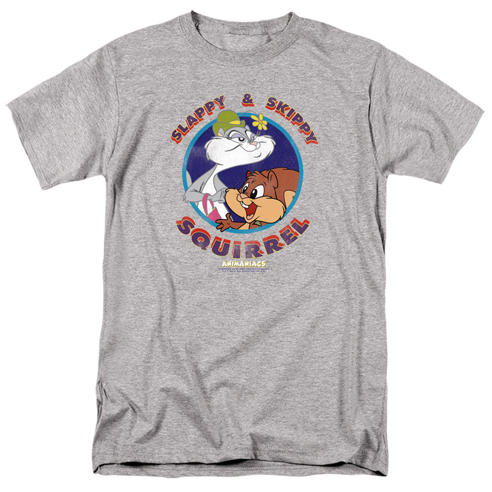 AN OFFCIALLY LICENSED ANIMANIACS SLAPPY AND SKIPPY SQUIRREL MEN'S REGULAR FIT T-SHIRT ATHLETIC HEATHER