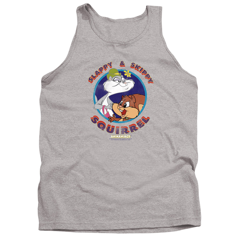 AN OFFCIALLY LICENSED ANIMANIACS SLAPPY AND SKIPPY SQUIRREL ADULT UNISEX TANK TOP ATHLETIC HEATHER